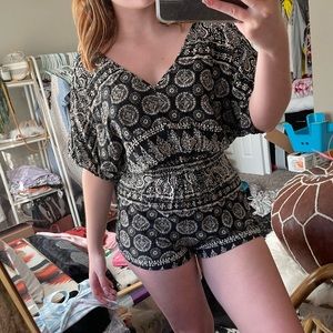 Black and cream boho romper Forever21